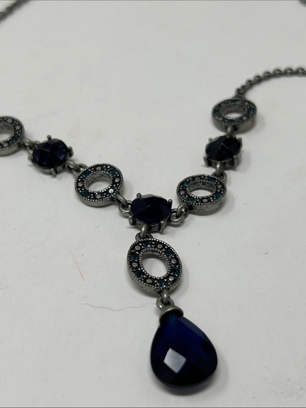 Elegant Blue Teardrop Pendant Necklace